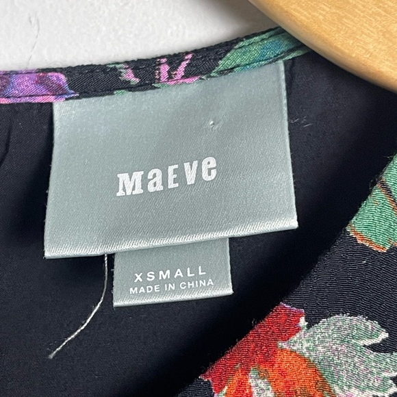 Anthropologie Maeve Prato Flutter Black Floral Blouse Womens XS - Picture 11 of 11